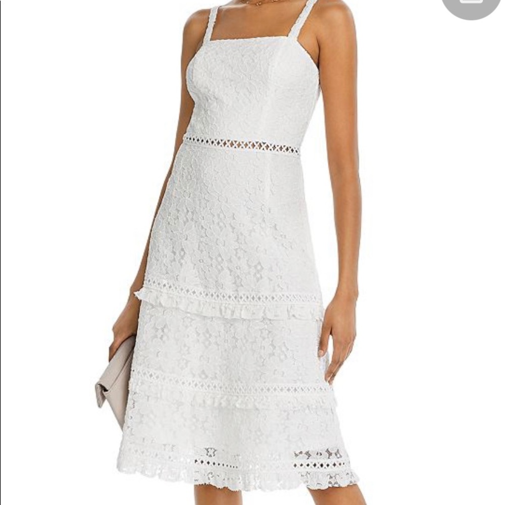 AQUA White Lace Midi Dress